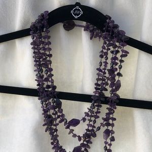 Necklace purple stone multi strand
